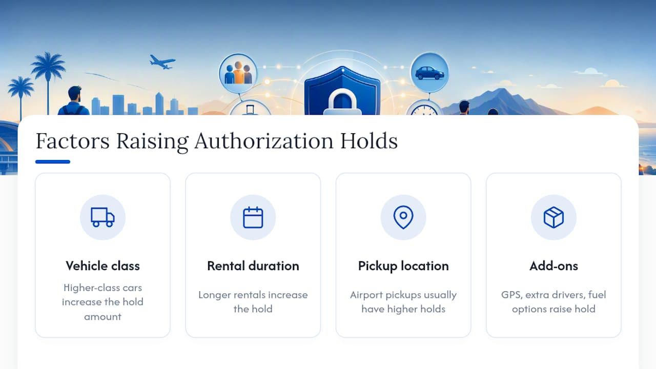 Diagram of factors influencing rental authorization hold size