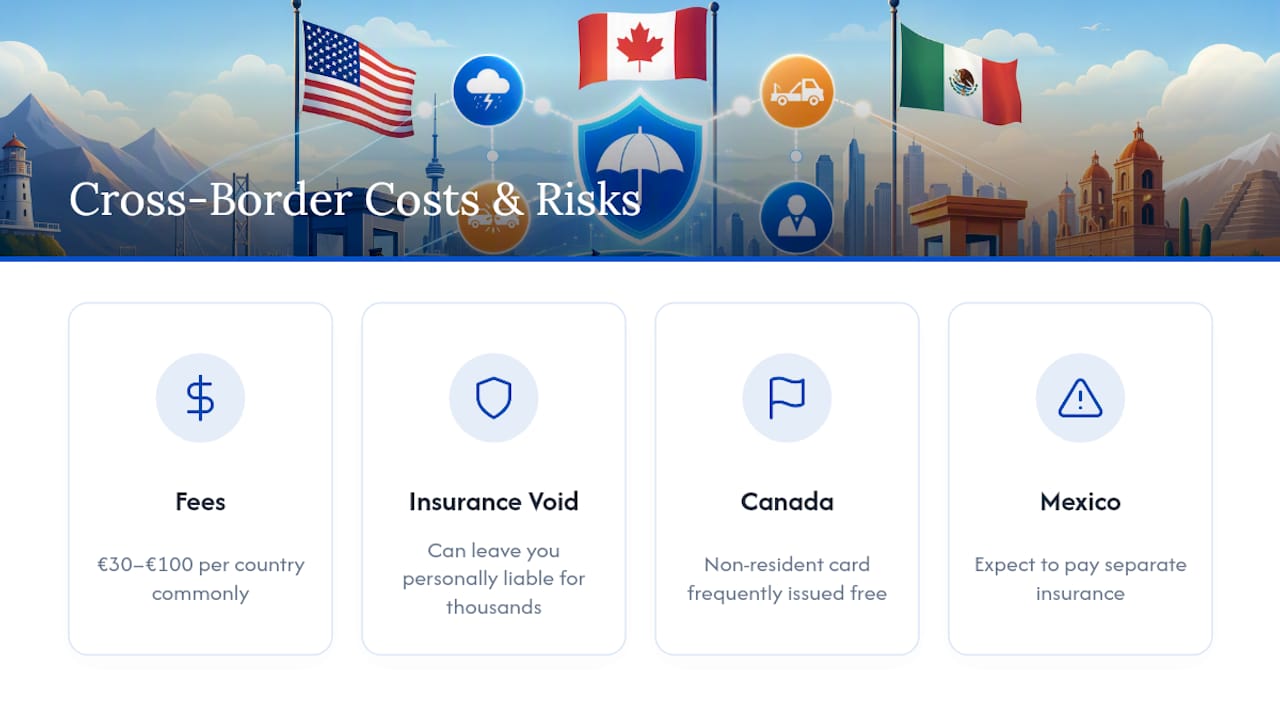 Diagram comparing cross border fees and insurance void risks