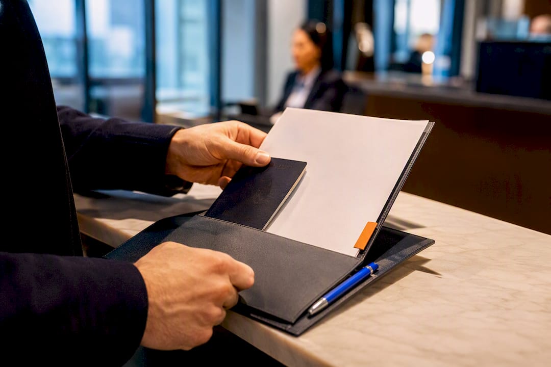 Travel insurance certificate beside passport