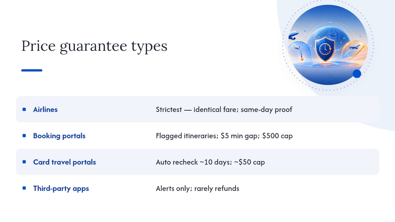 Who Offers Flight Price Guarantees, and How Do They Differ? — overview diagram