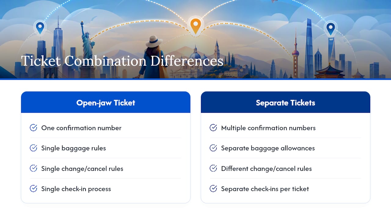 Open-jaw and separate ticket comparison