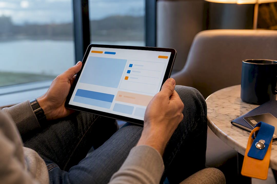 Traveler reviewing credit card insurance coverage