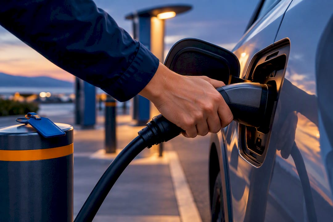 Renter connecting an electric vehicle charger