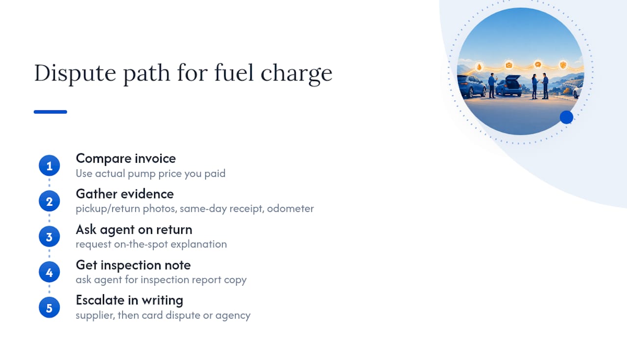 Steps for disputing a rental fuel charge