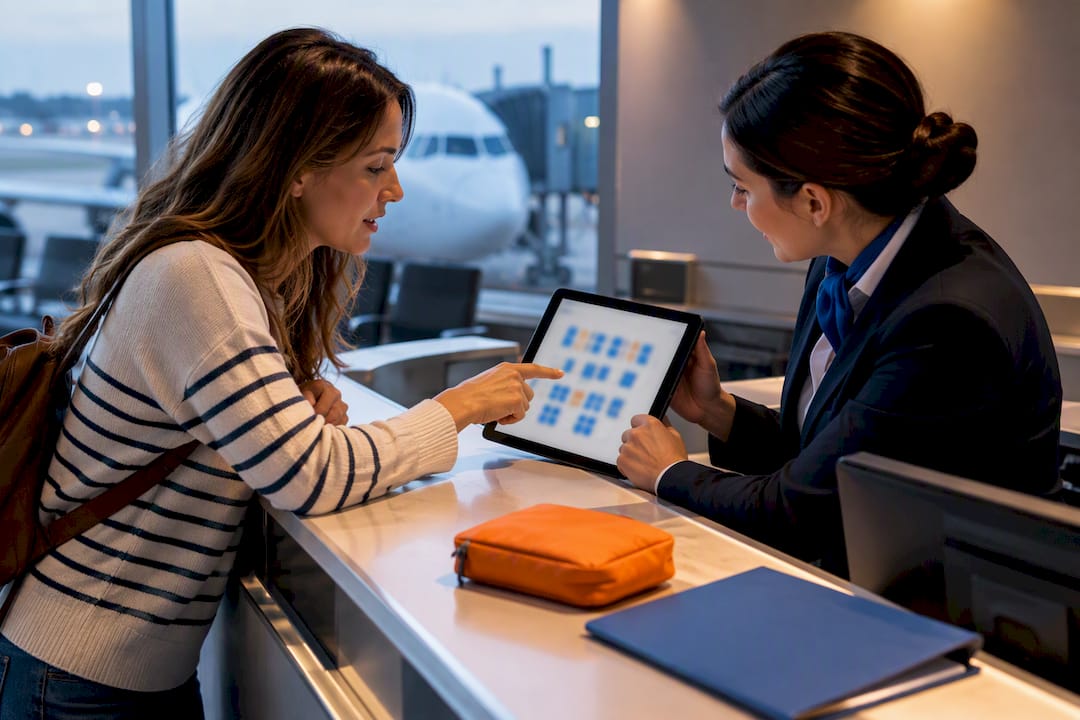 Organizer reviewing group flight seat hold