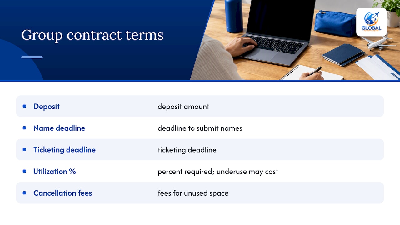 Key terms in a group flight contract