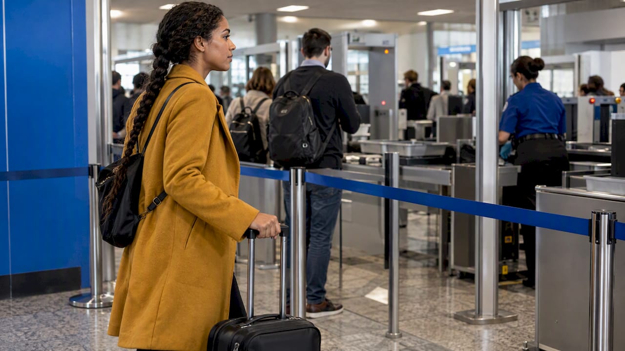 Passenger entering a designated airport priority security lane